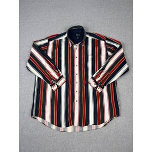 Vintage Basic Options Button Down Shirt Mens 2XLT 90s Multicolor Vertical Stripe